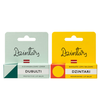 Dzintars lip balm duo – Dubulti Protective Lip Balm and Dzintari Nourishing Lip Balm set, made in Latvia