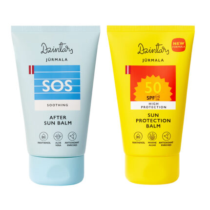 Dzintars Jūrmala sun care duo – SPF 50 High Protection Sun Balm with marine algae and SOS Soothing After Sun Balm with aloe vera and panthenol