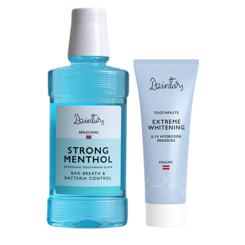 Baltinoša zobu pasta Dzintars Engure un mutes eliksīrs Bērzciems komplekts