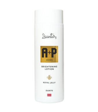 Dzintars Dunte Brightening Lotion with AHA and PHA acids and royal jelly – exfoliating face toner 200ml, white bottle