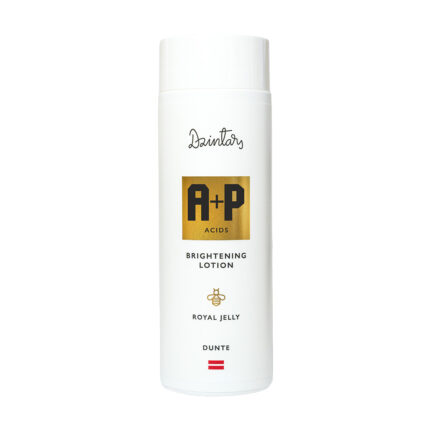Dzintars Dunte Brightening Lotion with AHA and PHA acids and royal jelly – exfoliating face toner 200ml, white bottle