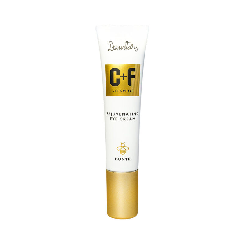 Dzintars Dunte Rejuvenating Eye Cream with vitamins C and F and royal jelly – anti-aging eye area cream 15ml, white tube with gold cap