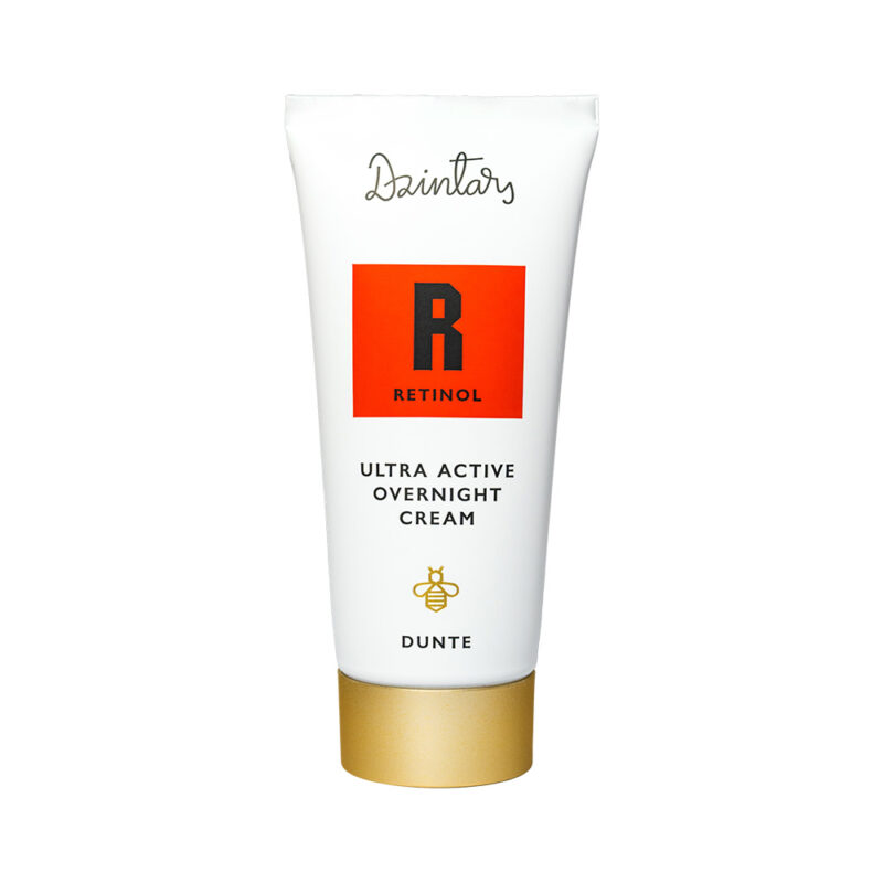 Dzintars Dunte Ultra Active Overnight Cream with retinol and niacinamide – high-concentration anti-wrinkle night cream 50ml, white tube with gold cap