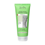 Dzintars Melnsils Exfoliating Shower Scrub 200ml – green tube with antibacterial effect, camomile extract and tea tree oil, exfoliating and cleansing body treatment for problematic skin, made in Latvia