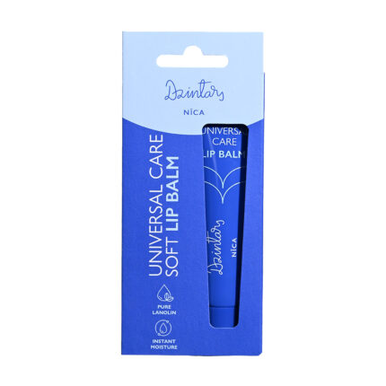 Dzintars Universal Care Soft Lip Balm Nica box packaging with pure lanolin and instant moisture
