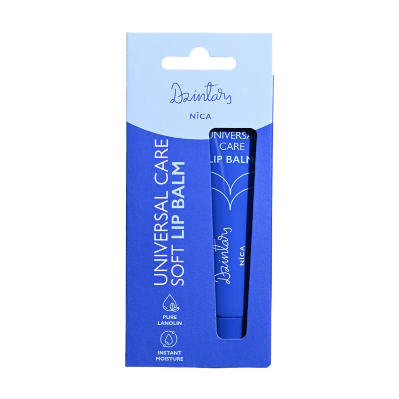 Dzintars Universal Care Soft Lip Balm Nica box packaging with pure lanolin and instant moisture