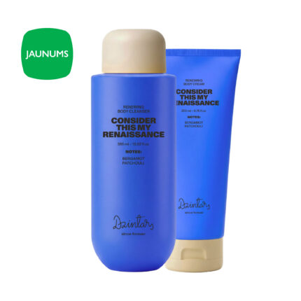 Dzintars Dear Body Consider This My Renaissance renewing body cleanser 385ml and body cream 200ml set – bergamot patchouli scent notes, blue packaging