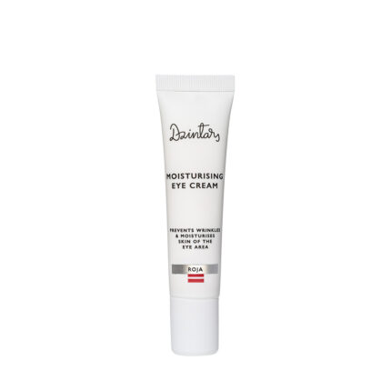 Dzintars Roja Moisturising Eye Cream in a white tube, prevents wrinkles and hydrates the delicate eye area