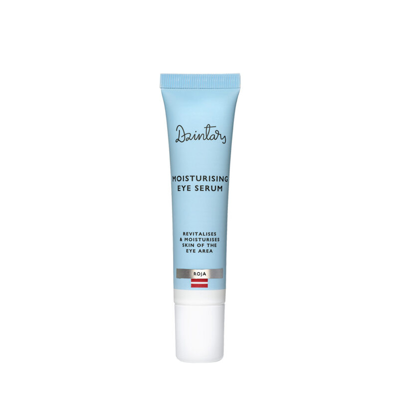 Dzintars Roja Moisturising Eye Serum in a light blue tube, revitalises and hydrates the eye area skin