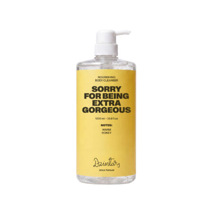 Dzintars Sorry For Being Extra Gorgeous nourishing body cleanser 1000ml pump bottle with warm honey notes on white background